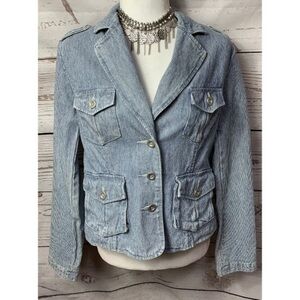 NWOT Ruff Hewn Denim Pinstripe Button Jacket